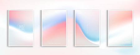 Pastel gradient backgrounds vector set. Soft tender pink, blue, purple and orange colours abstract background for app, web design, webpages, banners, greeting cards. Vector design.のイラスト素材