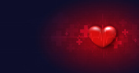 Healthcare heart shape with red cardio pulse. heartbeat lone, medical abstract background. modern simple design. icon. sign or logo. vector design.のイラスト素材