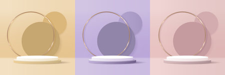 Cosmetic background and set premium podium display for product presentation branding and packaging presentation. studio stage with shadow of background. vector design.のイラスト素材