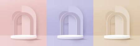 Cosmetic background and set premium podium display for product presentation branding and packaging presentation. studio stage with shadow of background. vector design.のイラスト素材