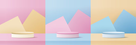 Cosmetic background and set premium podium display for product presentation branding and packaging presentation. studio stage with shadow of background. vector design.のイラスト素材