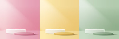 Cosmetic background and set premium podium display for product presentation branding and packaging presentation. studio stage with shadow of background. vector design.のイラスト素材