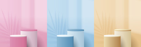 Cosmetic background and set premium podium display for product presentation branding and packaging presentation. studio stage with shadow of background. vector design.のイラスト素材