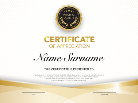 Diploma certificate template black and gold color with luxury and modern style vector image Premium Vector.のイラスト素材