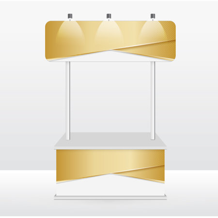 stand backdrop display business exhibition template design. mock up promotion banner backdrop equipment. vector.のイラスト素材