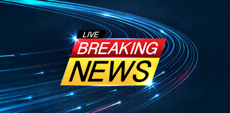 Breaking news background business or technology of world the template. breaking news text on dark blue with light effect. digital technology, TV news show broadcast. vector design.のイラスト素材