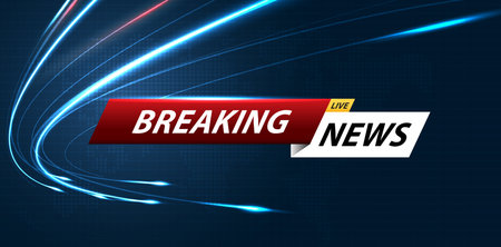 Breaking news background business or technology of world the template. breaking news text on dark blue with light effect. digital technology, TV news show broadcast. vector design.のイラスト素材