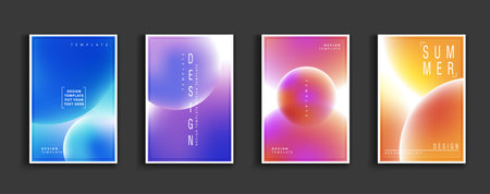 Dynamic geometric fluid shapes, dynamic, flowing and liquid. abstract backgrounds color gradient. applicable for banner design, cover, invitation, party flyer, app, web design, webpages, vector designのイラスト素材