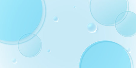 Cosmetic product display background with blue glass in top view. design of circular glass disks for packaging presentation. vector design.のイラスト素材