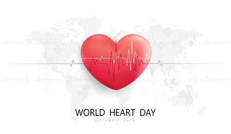 World heart day concept. heartbeat with beat monitor pulse line for medical apps and websites. heart pulse, heartbeat lone, cardiogram. heart rhythm, electrocardiogram. healthy lifestyle. vector.のイラスト素材