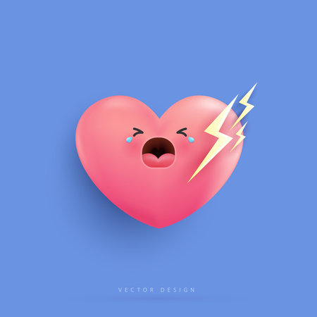 Cartoon heart is hurt and sad unhealthy Infected heart  affects health. health care, hospital. cartoon character style. vector design.のイラスト素材