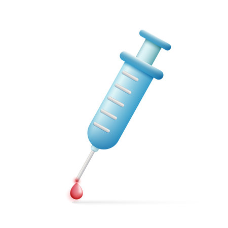 3D syringe medical icon for hospital injection equipment, vaccination, medicine, medical equipment concept. cartoon minimal style. vector design.のイラスト素材