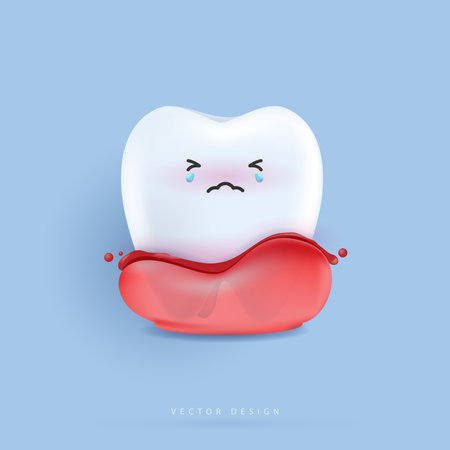 Tooth is treating big unhealthy tooth plaque, scaling, drilling plaque and caries tooth. tooth character for kids. cute dentist mascot for medical apps, websites and hospital. vector design.のイラスト素材