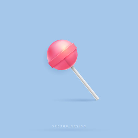 Sweet cute pink lollipop on stick in cartoon style. sweet cute pink lollipop on stick in cartoon style.  candy for kids. vector design.のイラスト素材