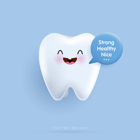 Tooth healthy sparkling white with heart. tooth happy and smile. can be used in children dentist clinic. Medical health and dentistry concept. cartoon dental character. vector design.のイラスト素材