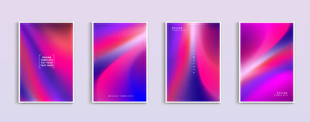 Set of covers design templates with vibrant northern lights gradient background. trendy modern design. applicable for landing pages, covers, brochures, flyers, presentations, banners. Vector design.のイラスト素材
