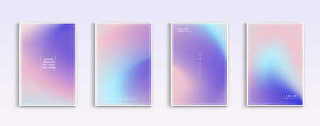 Pastel gradient backgrounds vector set. soft tender white, orange, pink, purple and blue colours abstract background for app, web design, webpages, banners, greeting cards. Vector design.のイラスト素材