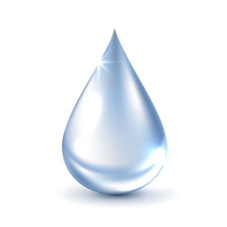 Water drop and moisturize on white background. blue droplet. realistic vector for beauty and cosmetic concept. vector design.のイラスト素材