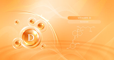 Vitamin d and structure. vitamin complex with chemical formula from nature. beauty treatment nutrition skin care design. Medical and scientific concepts. vector design.のイラスト素材