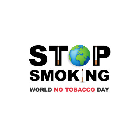 World no tobacco day, a concept for stop smoking. heart bit line and cigarette. dangers of smoking. smoking effect on lung with people around and family. vector design.のイラスト素材