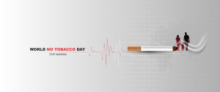 Concept of no smoking and World No Tobacco Day with lung and cigarette. World No Tobacco Day with family and no smoking. vector design.のイラスト素材