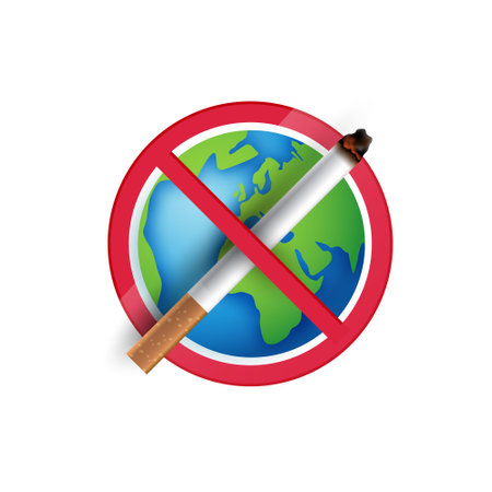 World no tobacco day, a concept for stop smoking. heart bit line and cigarette. dangers of smoking. smoking effect on lung with people around and family. vector design.のイラスト素材