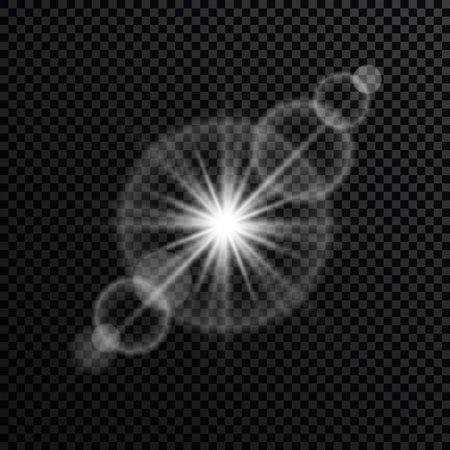 Effect sparkling stars light burst explosion, flickering and flashing lights. collection of different light effects on black background. transparent lens flares and lighting effects. vector design.のイラスト素材