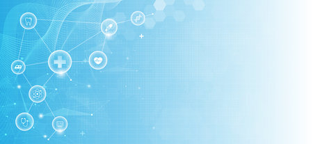 health care and science icon pattern medical innovation concept background vector design.のイラスト素材