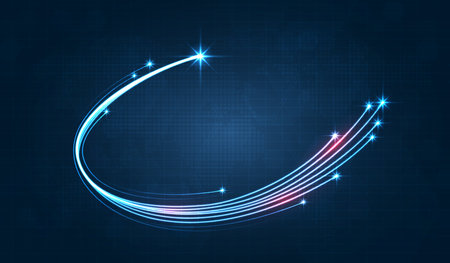 Blue light streak, fiber optic, speed line, futuristic background for 5g or 6g technology wireless data transmission, high-speed internet in abstract. internet network concept. vector designのイラスト素材