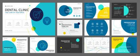 Business presentation templates for dentist clinic. use in presentation, flyer and leaflet, corporate report, marketing and advertising. medical health and dentistry concept. vector design.のイラスト素材