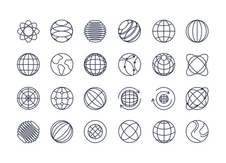 Global line icons collection. line icons for website design. containing worldwide, global, web, global shipping, services, expansion, internet, world, travel, global network. vector illustration.のイラスト素材