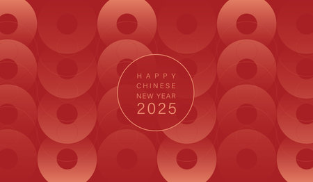 Chinese new year 2025 of the snake banner template design with snake, chinese lantern and chinese fan red background. red traditional chinese vector design with snake.のイラスト素材