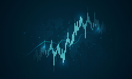 Stock market investment trading graph in graphic concept suitable for financial investment or economic trends business idea. graph growth technology background. vector design.のイラスト素材