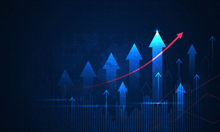 Stock market investment trading graph in graphic concept suitable for financial investment or economic trends business idea. graph growth technology background. vector design.のイラスト素材