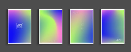 Pastel gradient backgrounds vector set. soft tender green, pink, white and blue colours abstract background for app, web design, webpages, banners, greeting cards. Vector design.のイラスト素材