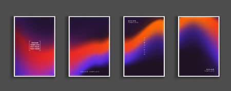 Gradient backgrounds vector set. soft tender orange, red, black and blue colours abstract background for app, web design, webpages, banners, greeting cards. vector design.のイラスト素材