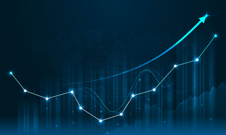 Stock market investment trading graph in graphic concept suitable for financial investment or Economic trends business idea. Vector illustration design.のイラスト素材