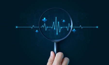 Heart pulse and heartbeat. world heart day. health care medical focus heartbeat for checking the...