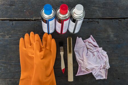 Tools and equipment for Non-Destructive Testing(NDT) of welding. with process Penetrant Testing or Penetration Testing(PT).の写真素材