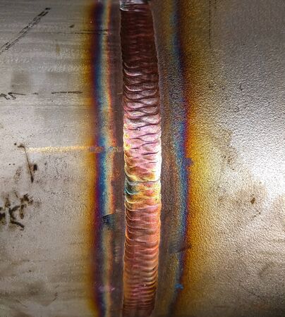 Welding stainless steel pipe is complete in process gas tungsten arc welding (GTAW)の写真素材
