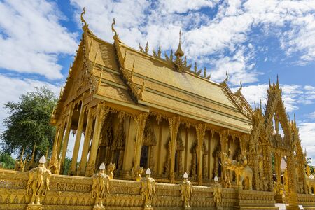 Golden church Wat Pak-Nam Jo-Lo, in Chachoengsao, Thailand.の写真素材
