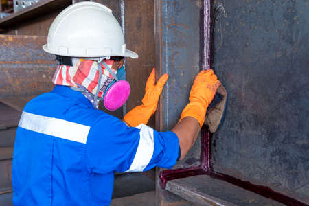 Step to use rag wipe Liquid Penetrant out to welded surface before Developer spray into the welded...