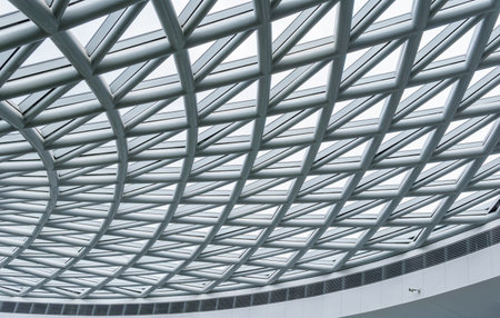 Structural Steel, Roof Truss Steel Structure of Building Construction, is Beautiful Architectural.の写真素材