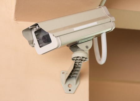 CCTV security camera on the wall の写真素材