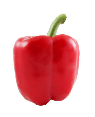 Closeup image of red fresh pepper on white backgroundの写真素材