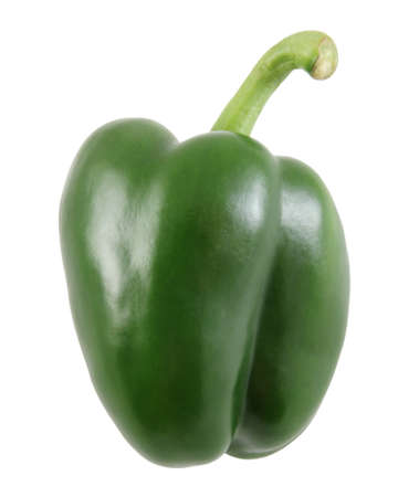 Closeup image of green fresh pepper on white backgroundの写真素材