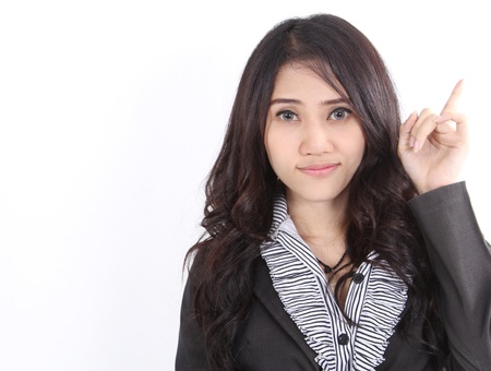 Image of asian business woman in black suit on white backgroundの写真素材