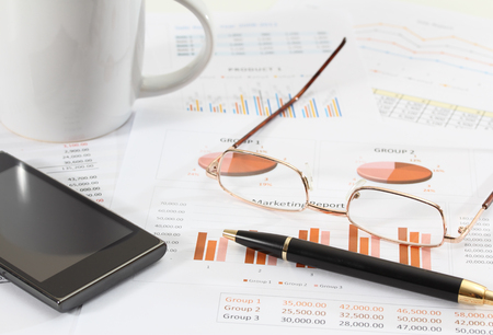 image of financial report and graphics for businessの写真素材