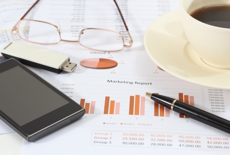 image of financial report and graphics for businessの写真素材