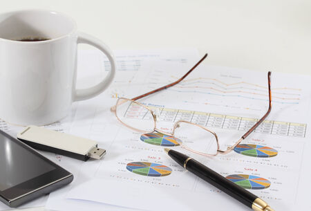 image of financial report and graphics for businessの写真素材